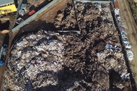 Construction garbage warehouse. Construction garbage. Stock Photos