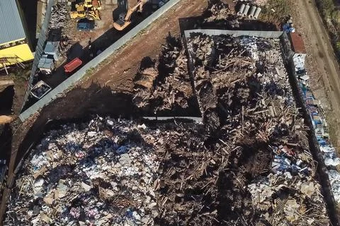 Construction garbage warehouse. Construction garbage. Stock Photos