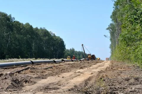 Construction of a gas pipeline Stock Photos