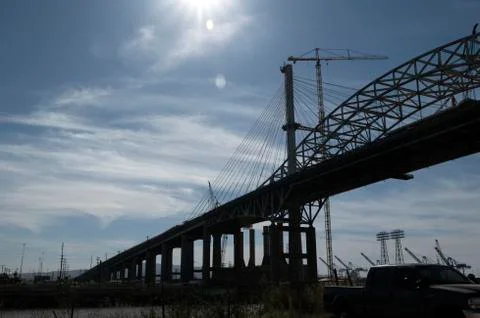 Construction on the Gerald Desmond Bridge Stock Photos