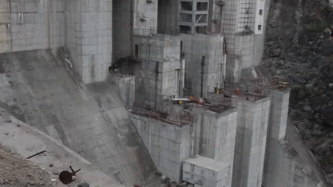 Construction of giant hydroelectric dam on Parvati river Stock Footage 89405300