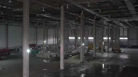 Construction of giant warehouse. Panorama Stock Footage 218470995