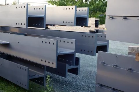 Construction girder beams stack metal structure heap Foto stock