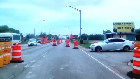 Construction, Gliding Thru The Cones,Grainy, 151st and Dixie Hwy, Harvey IL Stock-Footage 249791957