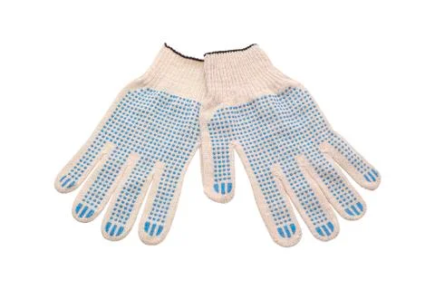 Construction gloves, white on a white background Stock Photos