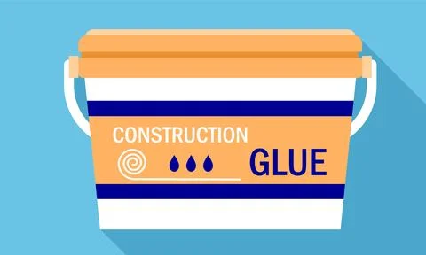 Construction glue bucket icon, flat style 스톡 일러스트