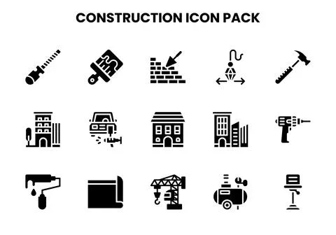 Construction Glyph Bundle Icons Pack イラスト素材