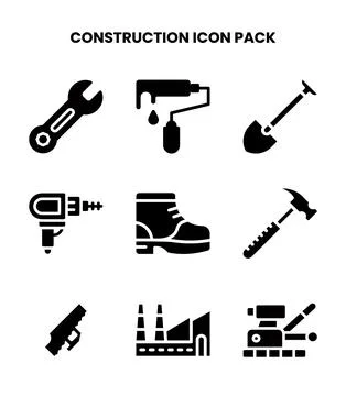 Construction Glyph Scalable Icons Pack Stock Illustration