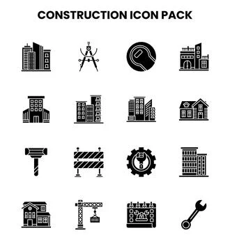 Construction Glyph Scalable Icons Pack Stock Illustration