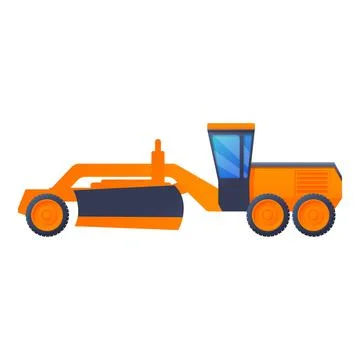Construction grader machine icon, cartoon style Illustrazione stock