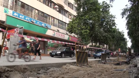 Construction in Guangzhou backstreet Stock Footage 3479710