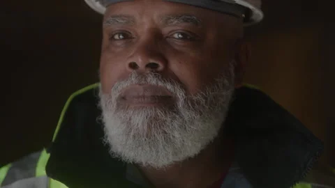 Construction Guy With Beard Looks Ahead Stock Footage 270389043