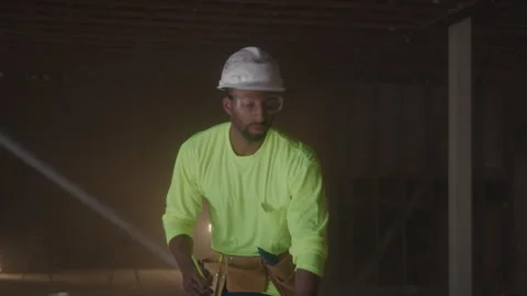 Construction Guy Writes Down Notes About Job Site Stock Footage 270388467