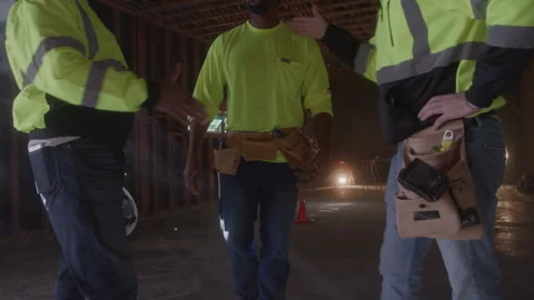 Construction Guys Shake Hands At Work Stock Footage 270392064