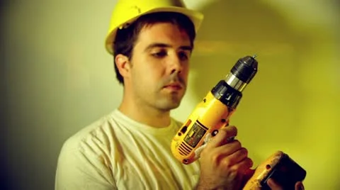 Construction gym drill construction worker Stock Footage