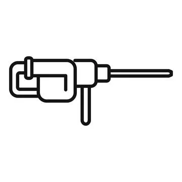 Construction hammer drill breaking concrete icon showing building site イラスト素材
