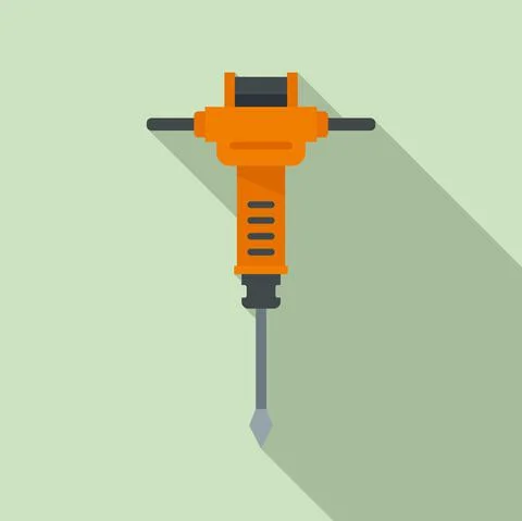 Construction hammer drill icon, flat style Stock Illustration