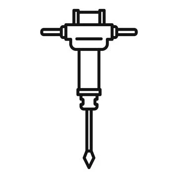 Construction hammer drill icon, outline style Stock Illustration