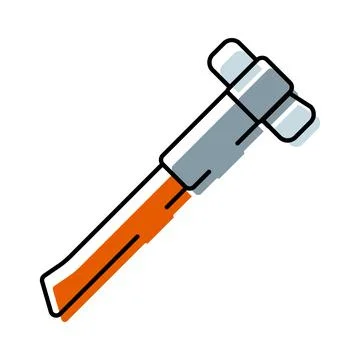 Construction hammer tool with orange handle illustration Illustration
