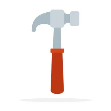 Construction hammer vertically flat isolated Stock Illustration