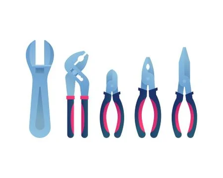 Construction hand tools isolated icons set. Stock Illustration