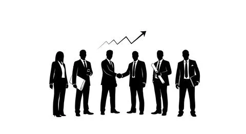 Construction Handshake Agreement Silhouettes Stock Illustration