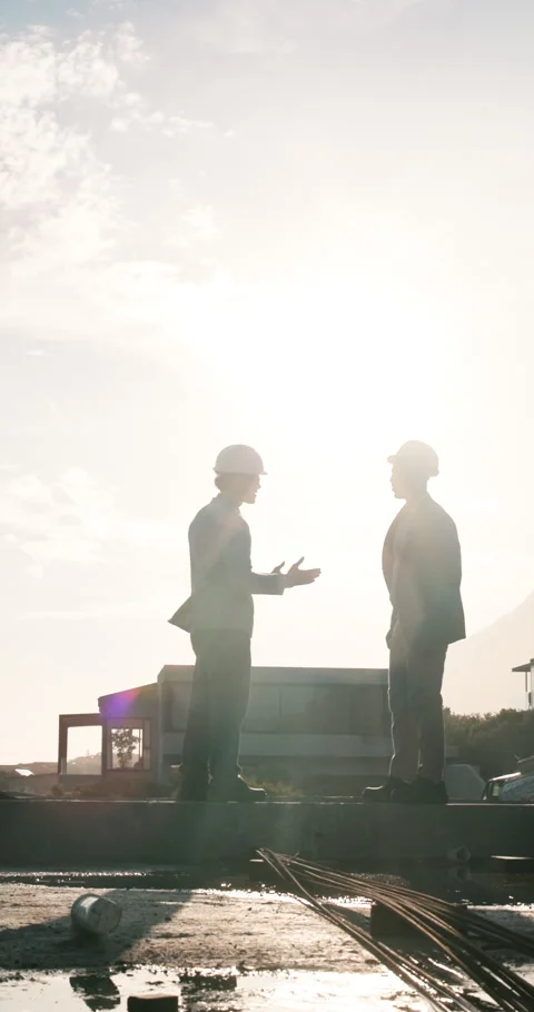 Construction, handshake and people at site for meeting, agreement and building Stock Footage 340965020