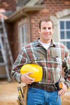 Construction: handsome home builder Stock Photos