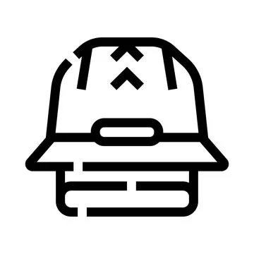 Construction hard hat line icon protecting worker Stock Illustration