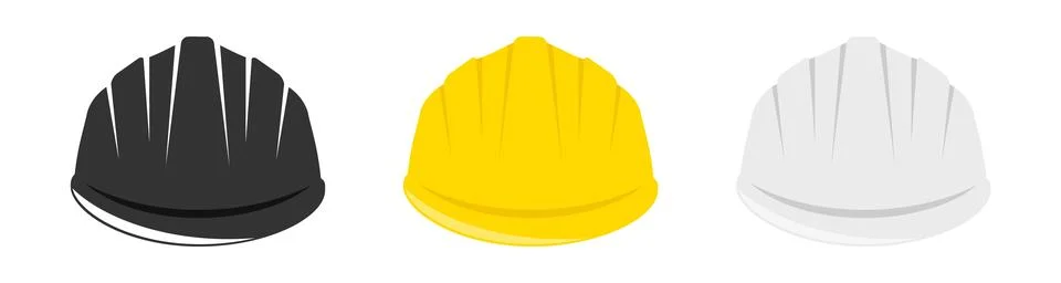 Construction hard hat, set of realistic construction helmets isolated Stock Illustration