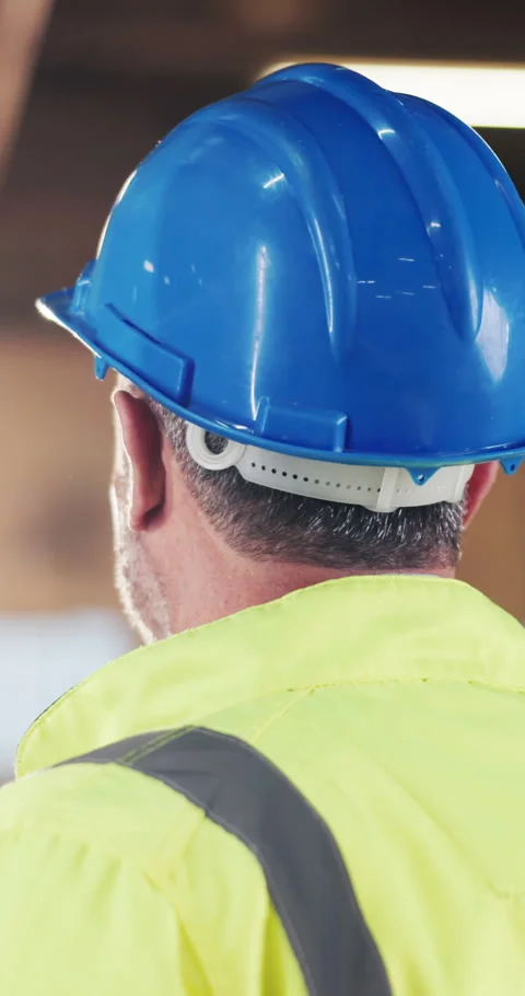 Construction, hardhat or man on site with inspection, risk control or safety in Stock Footage 340604042