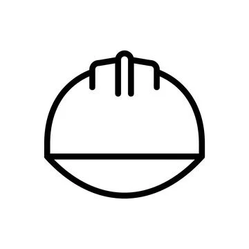 Construction hat icon line isolated on white background. Black flat thin ic.. Stock Illustration