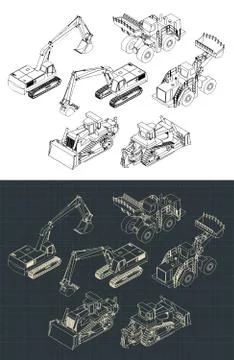 Construction Heavy Equipment Set Stock Illustration
