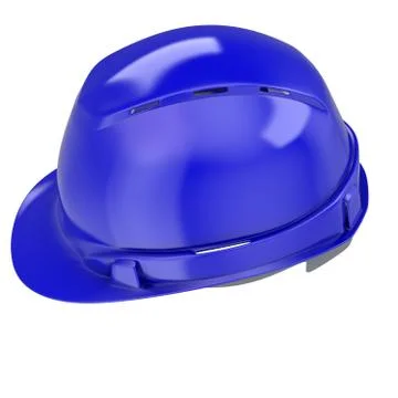 Construction helmet blue on an isolated background. 3d illustration Stock Photos