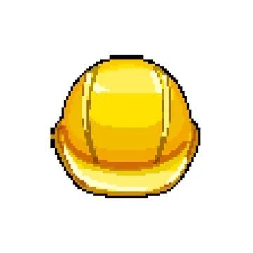 Construction helmet builder pixel art vector illustration Stock Illustration