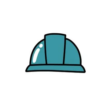 Construction helmet doodle icon, vector color illustration Stock Illustration