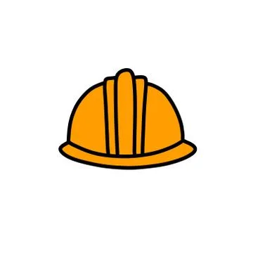 Construction helmet doodle icon, vector color illustration Stock Illustration