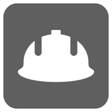 Construction Helmet Flat Squared Vector Icon Stock Illustration