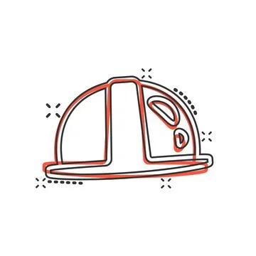 Construction helmet icon in comic style. Safety cap cartoon vector illustrati Stock Illustration
