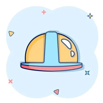Construction helmet icon in comic style. Safety cap cartoon vector illustra.. Stock Illustration