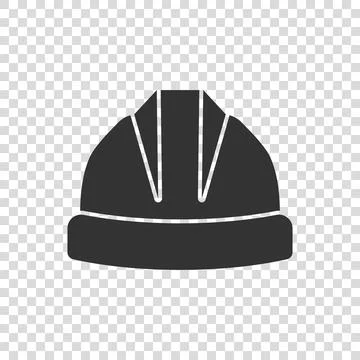 Construction helmet icon in flat style. Safety cap vector illustration on iso Stock Illustration