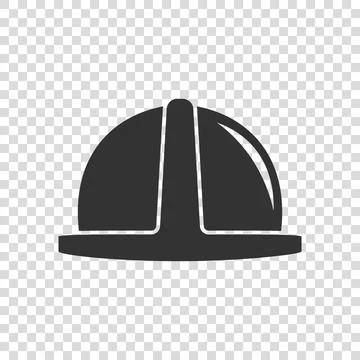 Construction helmet icon in flat style. Safety cap vector illustration on iso Stock Illustration