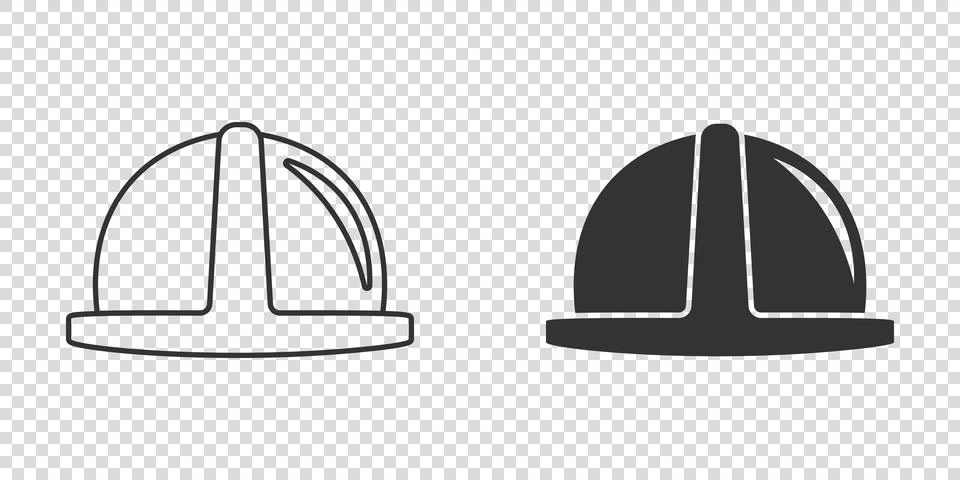 Construction helmet icon in flat style. Safety cap vector illustration on iso Stock Illustration