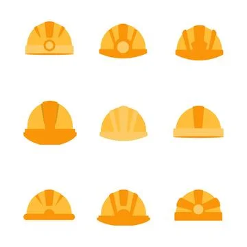 Construction helmet icon flat style. collection of isolated cartoon illustr.. Stock Illustration
