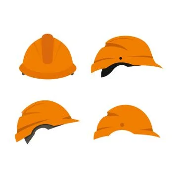 Construction helmet icon set, flat style Stock Illustration