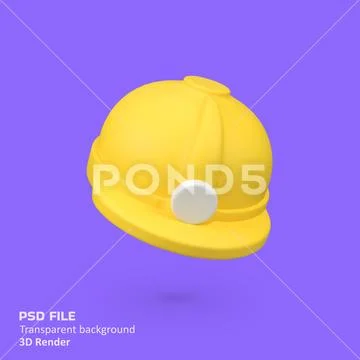 Construction helmet isolated 3d render icon illustration Modello PSD