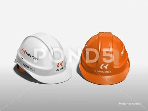 Construction Helmet Mockup - Angled View PSD Template