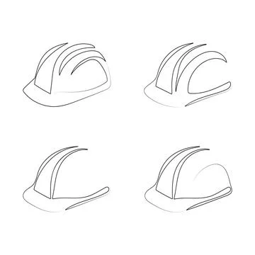 Construction helmet. One line drawing style. Stock Illustration