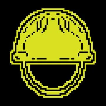 Construction helmet Pixel silhouette icon. Protective uniform ofworker inha.. Stock Illustration