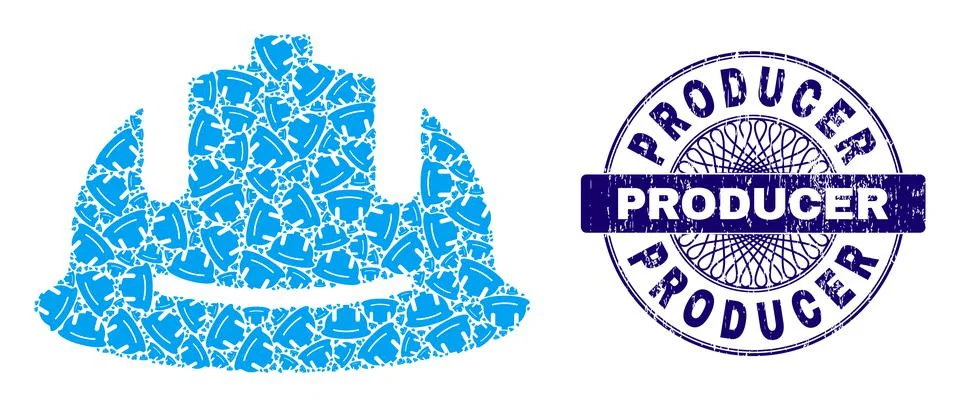 Construction Helmet Recursion Mosaic of Construction Helmet Items and Textured Stock Illustration